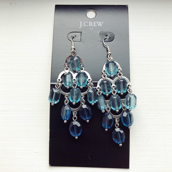 J. Crew Jewelry - Silver & blue ombré beaded chandelier earrings